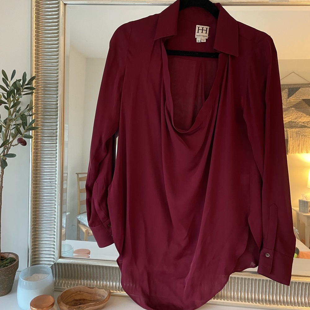 Haute Hippie Cowl Neck Blouse